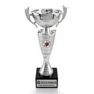 American Football Silver Cup with Handles on Marble Base