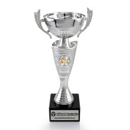 Art Silver Cup with Handles on Marble Base