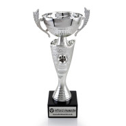 Dog Silver Cup with Handles on Marble Base
