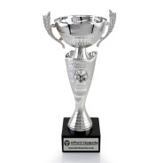 Kickboxing Silver Cup with Handles on Marble Base