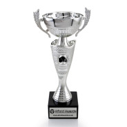 Photography Silver Cup with Handles on Marble Base