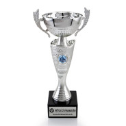 Sailing Silver Cup with Handles on Marble Base