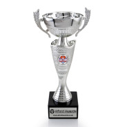 Table Tennis Silver Cup with Handles on Marble Base