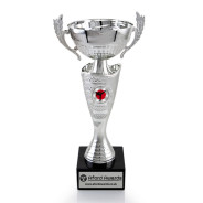Taekwondo Silver Cup with Handles on Marble Base