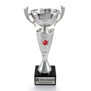 Ten Pin Bowling Silver Cup with Handles on Marble Base