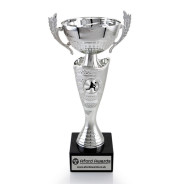 Volleyball Silver Cup with Handles on Marble Base