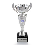 Well Done Silver Cup with Handles on Marble Base