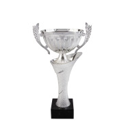 Silver Metal Cup with Handles on Marble Base