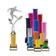 Icon Holographic Star Striker Footballer Column Trophy - Silver