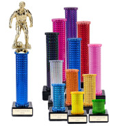 Icon Holographic Gold Male Footballer Column Trophy