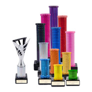 Icon Holographic Celebration Cup Column Trophy - Silver & Black
