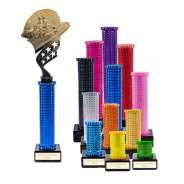 Icon Holographic Go Karting Column Trophy - Gold