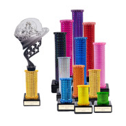 Icon Holographic Go Karting Column Trophy - Silver