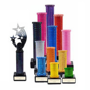 Icon Holographic Shooting Stars Award Column Trophy - Black