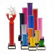 Icon Holographic Shooting Stars Award Column Trophy - Red