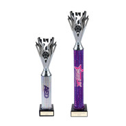 Icon Custom Printed Holographic Colour Dynamo Cup Column Trophy - Silver