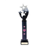 Icon Custom Printed Holographic Colour Shooting Star Column Trophy - Black