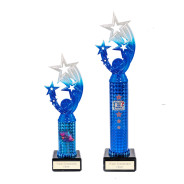 Icon Custom Printed Holographic Colour Shooting Star Column Trophy - Blue
