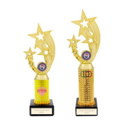 Icon Custom Printed Holographic Colour Shooting Star Column Trophy - Gold