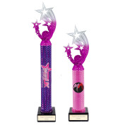 Icon Custom Printed Holographic Colour Shooting Star Column Trophy - Pink