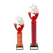 Icon Custom Printed Holographic Colour Shooting Star Column Trophy - Red