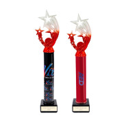 Icon Custom Printed Solid Colour Shooting Star Column Trophy - Red