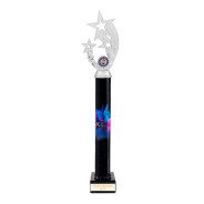 Icon Custom Printed Solid Colour Shooting Star Column Trophy - Silver
