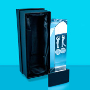 Glass Golf Trophy with Lasered Sketching 