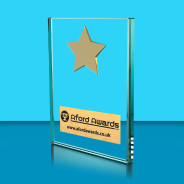 Clear Crystal Rectangle Award with Star