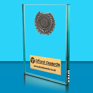 Clear Crystal Rectangle Award with Wreath