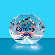 Colour Printed Crystal Paperweight in Black Presentation Box