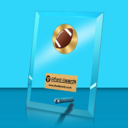 American Football Glass Rectangle Award with Metal Pin