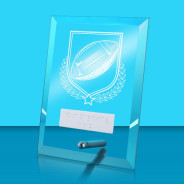 UV Colour Printed American Football Glass Rectangle Award with Metal Pin