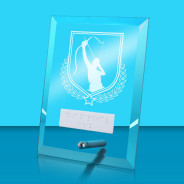 UV Colour Printed Archery Glass Rectangle Award with Metal Pin