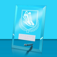 UV Colour Printed Athletics Glass Rectangle Award with Metal Pin