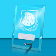 UV Colour Printed Athletics Glass Rectangle Award with Metal Pin