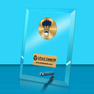 Badminton Glass Rectangle Award with Metal Pin