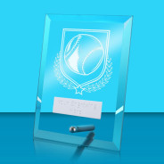UV Colour Printed Baseball Glass Rectangle Award with Metal Pin