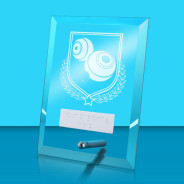 UV Colour Printed Bowls Glass Rectangle Award with Metal Pin
