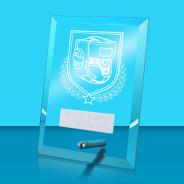 UV Colour Printed Boxing Glass Rectangle Award with Metal Pin