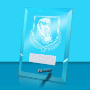 UV Colour Printed Boxing Glass Rectangle Award with Metal Pin