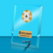 Cards Glass Rectangle Award with Metal Pin