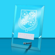UV Colour Printed Poker Glass Rectangle Award with Metal Pin