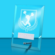 UV Colour Printed Cheerleading Glass Rectangle Award with Metal Pin