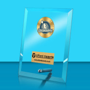 Cheerleading Glass Rectangle Award with Metal Pin