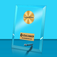Congratulations Glass Rectangle Award with Metal Pin