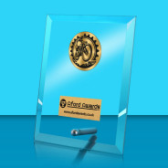 Cycling Glass Rectangle Award with Metal Pin