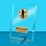 Dance Glass Rectangle Award with Metal Pin