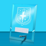 UV Colour Printed Ballet Glass Rectangle Award with Metal Pin