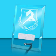 UV Colour Printed Dance Glass Rectangle Award with Metal Pin